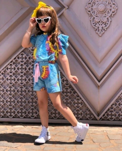 Conjunto Tie Dye Tons de Azul e Amarelo