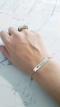 Pulsera chapita personalizada cincelada - tienda online
