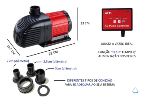 Bomba Submersa AEP-6000 - 6000 L/H - 55w - 127V - Hsbao