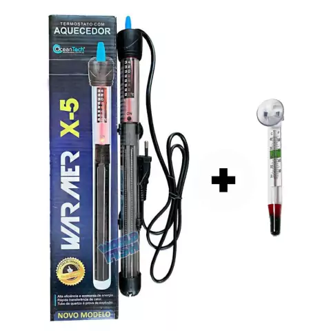Aquecedor Com Termostato Ocean Tech X-5 25W - 110V + Brinde