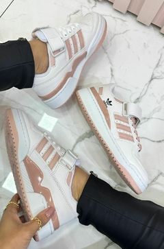 Tenis Adidas Forum velcro- Branco/nude