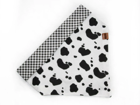 Bandana vaquinha + xadrez preto e branco