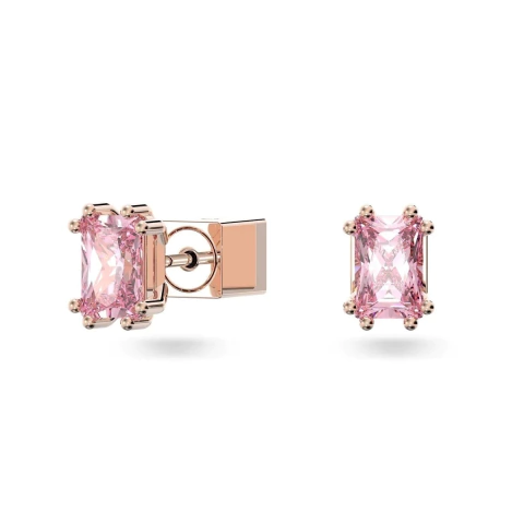 Pendientes de botón Swarovski Stilla, color rosa, baño en tono oro rosa