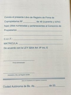 Libro Registro De Firmas De Copropietarios 46 Páginas - comprar online