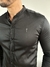 Camisa Acetinada Slim Fit Preta - Gola Padre - Zip Off na internet