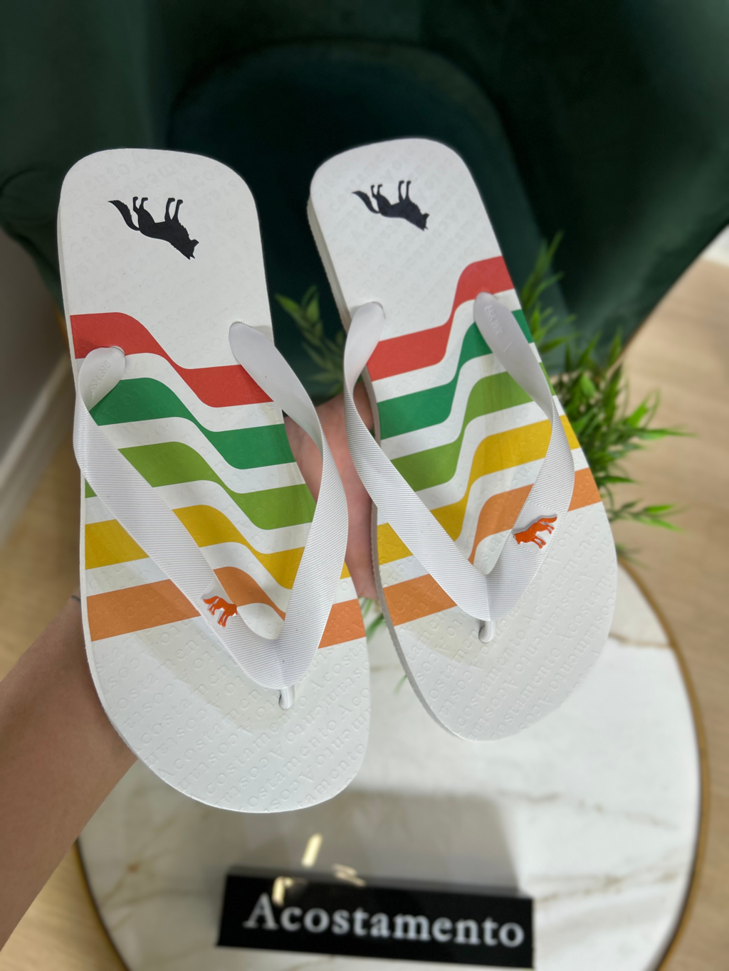 Chinelo Branco Listras Collors 9014 - Acostamento na internet