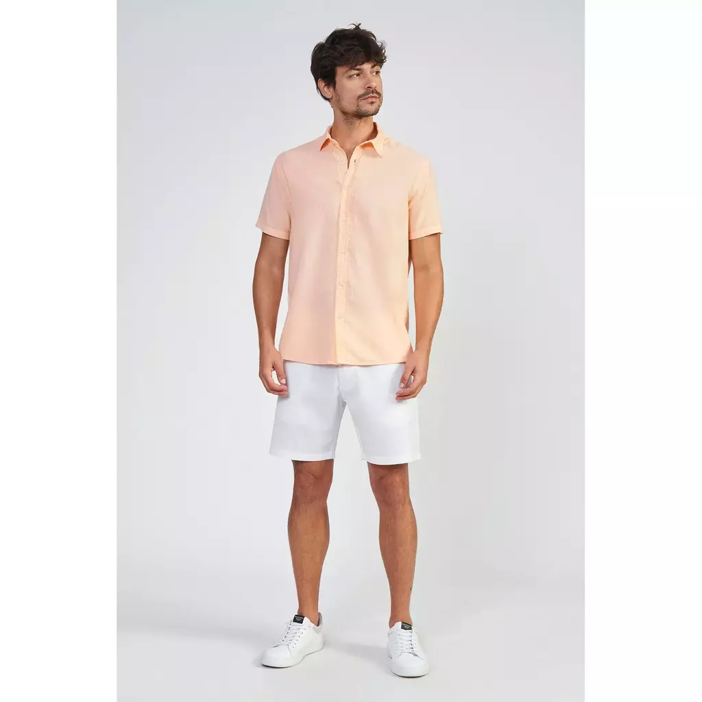Camisa Wash Slim Manga Curta Rosa Quartzo - Acostamento - loja online