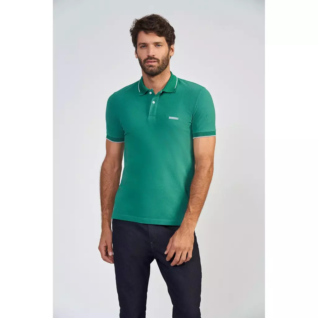 Camiseta Gola Polo Elastano Verde Esmeralda 4007 - Acostamento na internet
