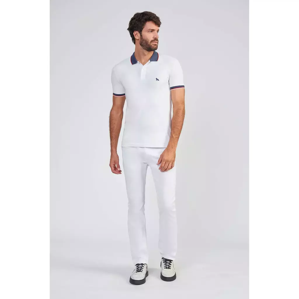 Camiseta Elastano Gola Polo Branca 4052 - Acostamento na internet
