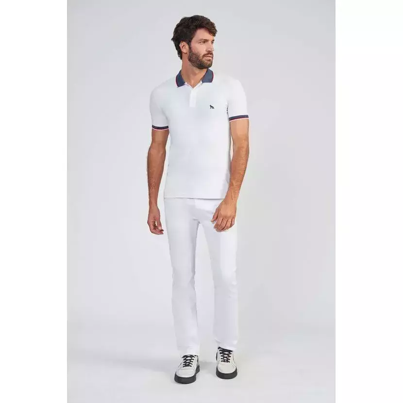 Camiseta Elastano Gola Polo Branca 4052 - Acostamento - Kamarim Patos