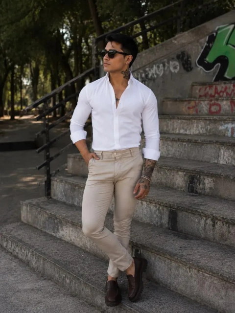 Camisa Basic Slim M. Longa Branca 4010 - Conquest na internet