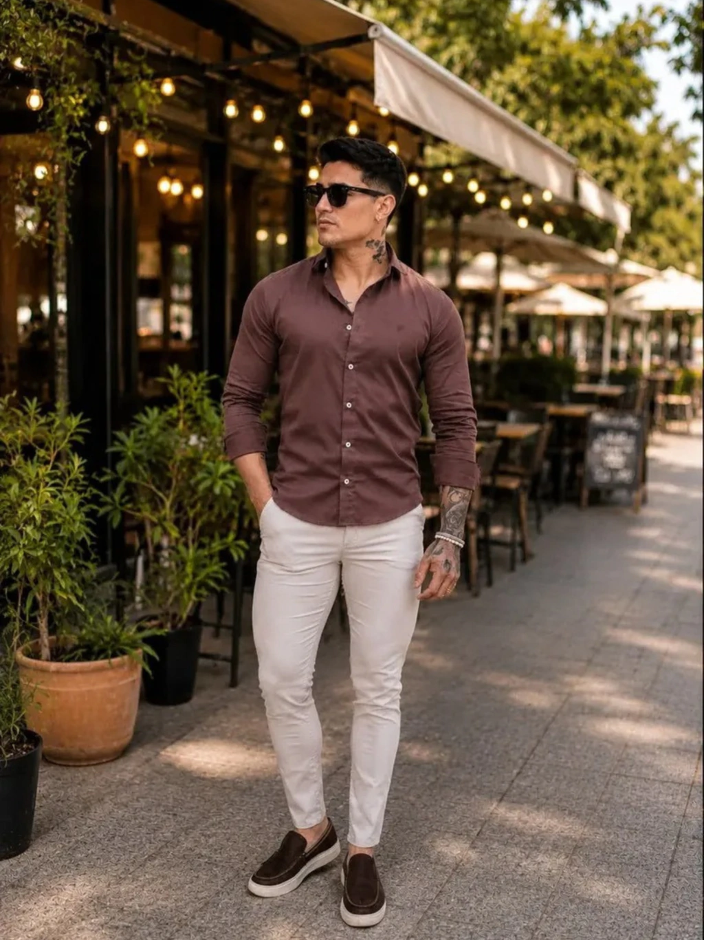 Camisa Basic Slim M. Longa Marrom Café 4010 - Conquest - comprar online
