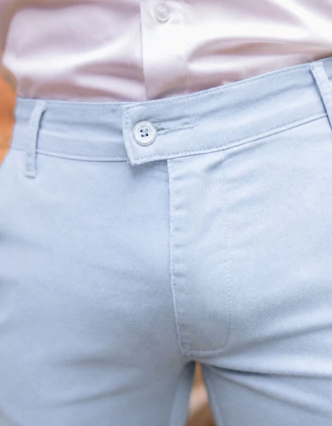 Calça Alfaiataria Skinny Amsterdã Acetinada Azul Neblina - Conquest - comprar online