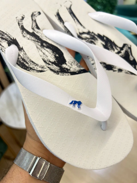 Chinelo Branco Lobao Preto 9022 - Acostamento - Kamarim Patos