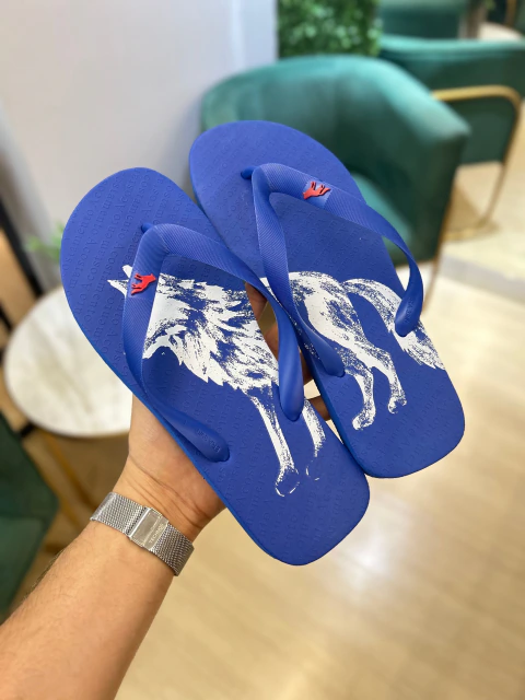 Imagem do Chinelo Azul Lobao Branco 9022 - Acostamento
