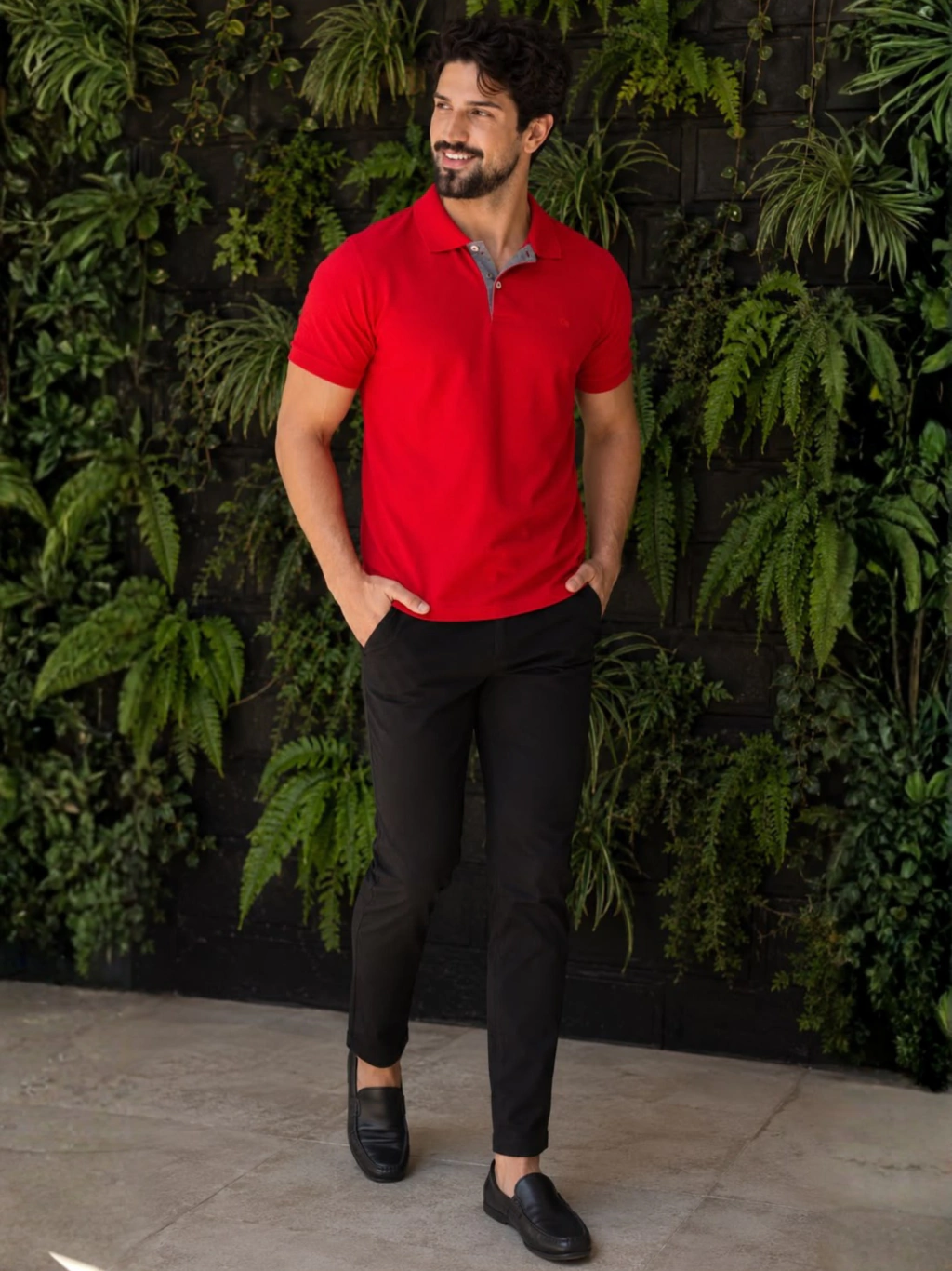 Camiseta Gola Polo Casual Slim Vermelha 0045 - Ogochi na internet