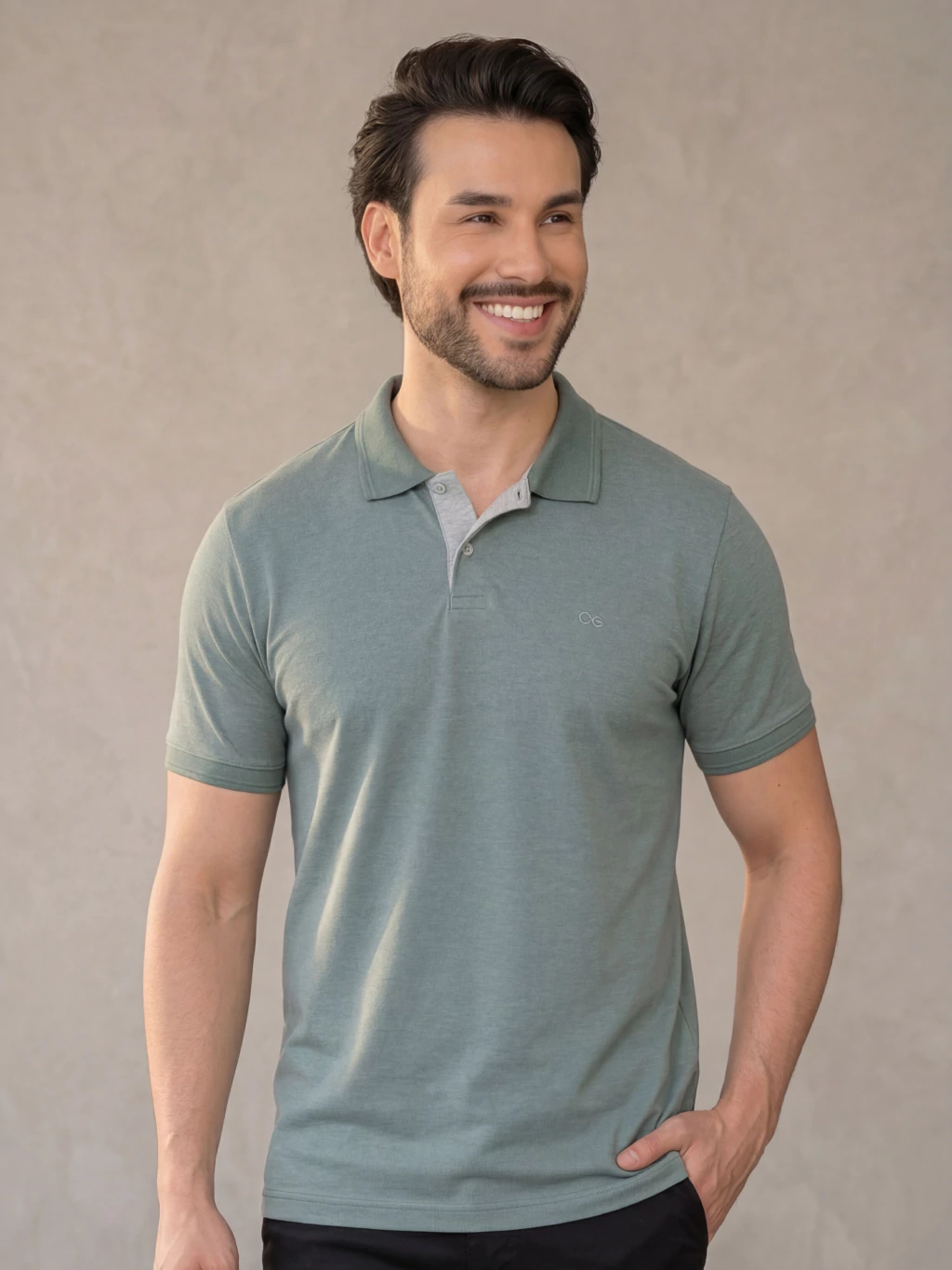 Camiseta Gola Polo Casual Slim Verde Claro - Ogochi