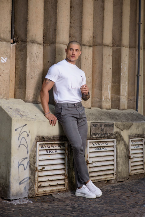 Calça Alfaiataria Viena Skinny Xadrez Cinza Grafite - Oxg - loja online