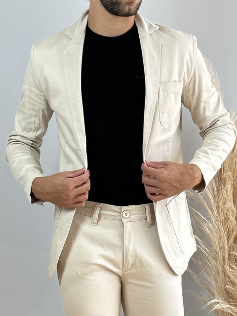 Blazer Slim Fit Areia - Zip Off