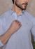 Camisa Bata Linho Manga Longa Azul - Conquest - comprar online