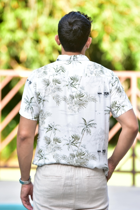 Camisa Vicose Floral Branca 1019 - PCF - Kamarim Patos