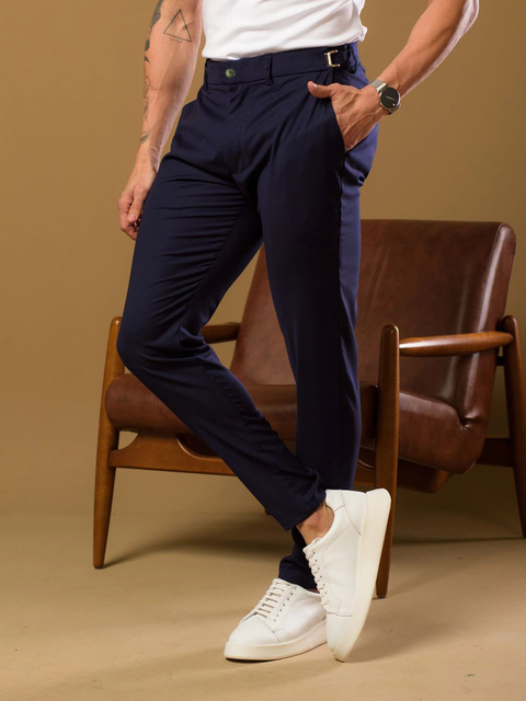 Calça Alfaiataria Tech com Regulagem Slim Azul Marinho - Conquest