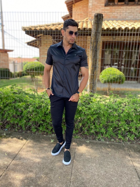 Calça Alfaiataria Preta Skinny - Zip Off