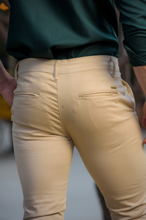 Imagem do Calça Alfaiataria Skinny Amsterdã Acetinada Bege - Conquest
