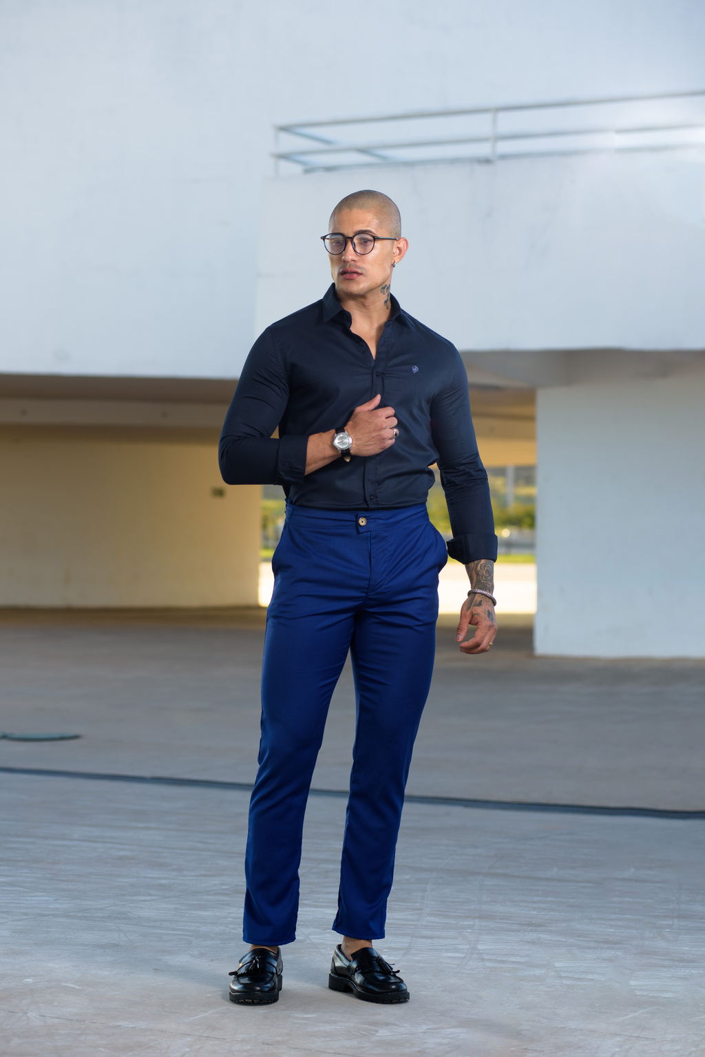 Calça Alfaiataria Roma Skinny Azul Royal com Ajuste - Conquest