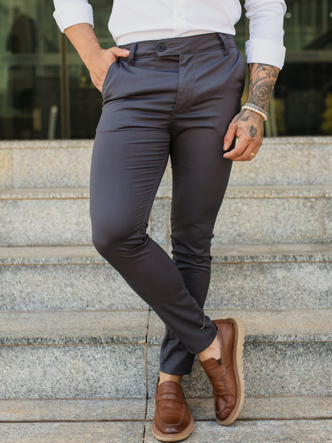 Calça Alfaiataria Viena Cinza Chumbo Skinny - Conquest