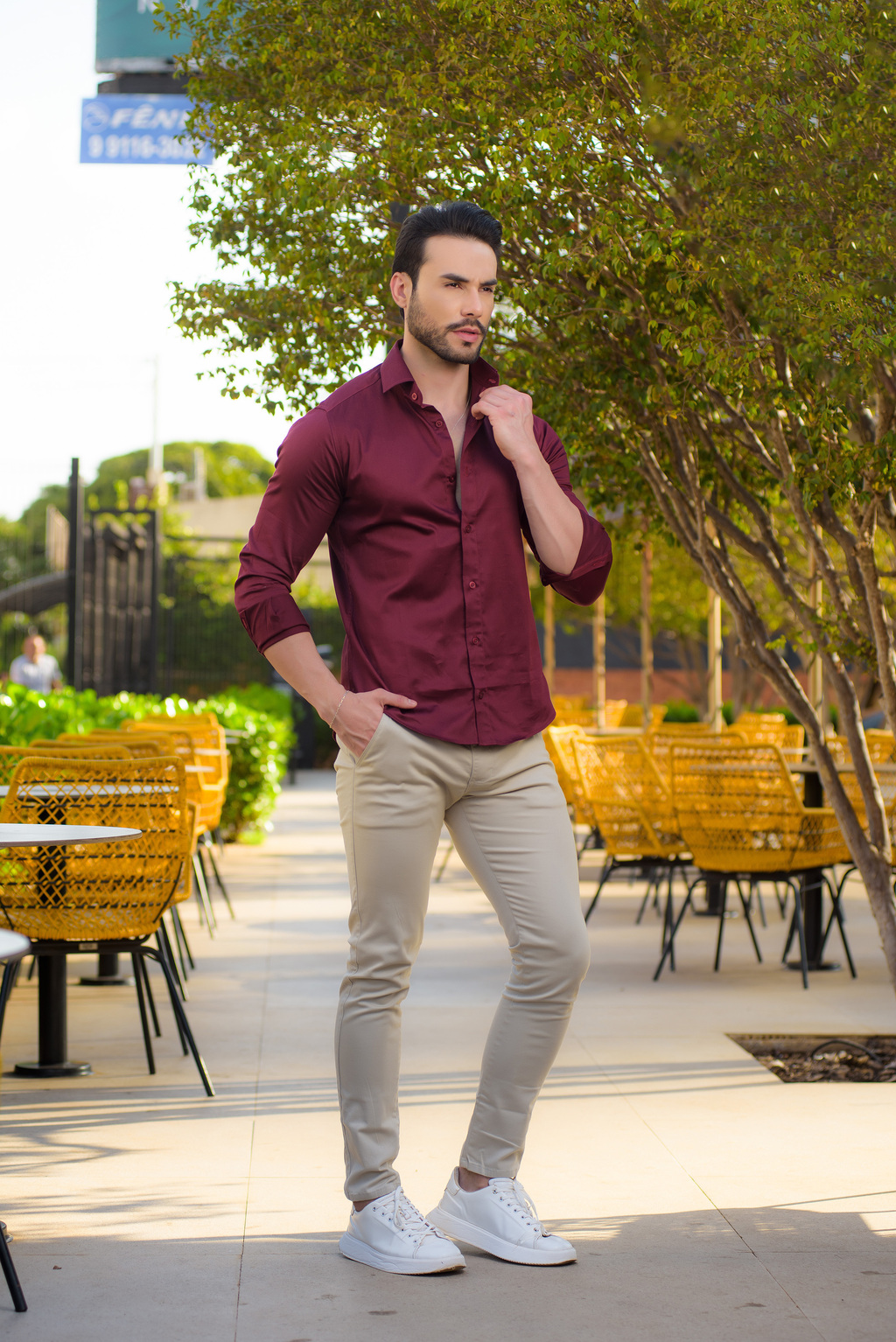 Camisa Social Slim M. Longa Acetinada Vinho - Conquest - loja online