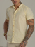 Camisa Slim Manga Curta Linho Amarela - Gola Padre - Conquest na internet