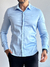 Camisa Social Acetinada Slim Azul Bebê - Zip Off