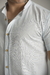 Camisa Slim Manga Curta Linho Azul Claro - Gola Padre - Conquest