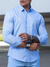 Camisa Social Maquinetada M. Longa Slim Azul Claro 2131 - Conquest