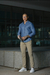 Camisa Social Maquinetada M. Longa Slim Azul Cobalto 2131 - Conquest - Kamarim Patos