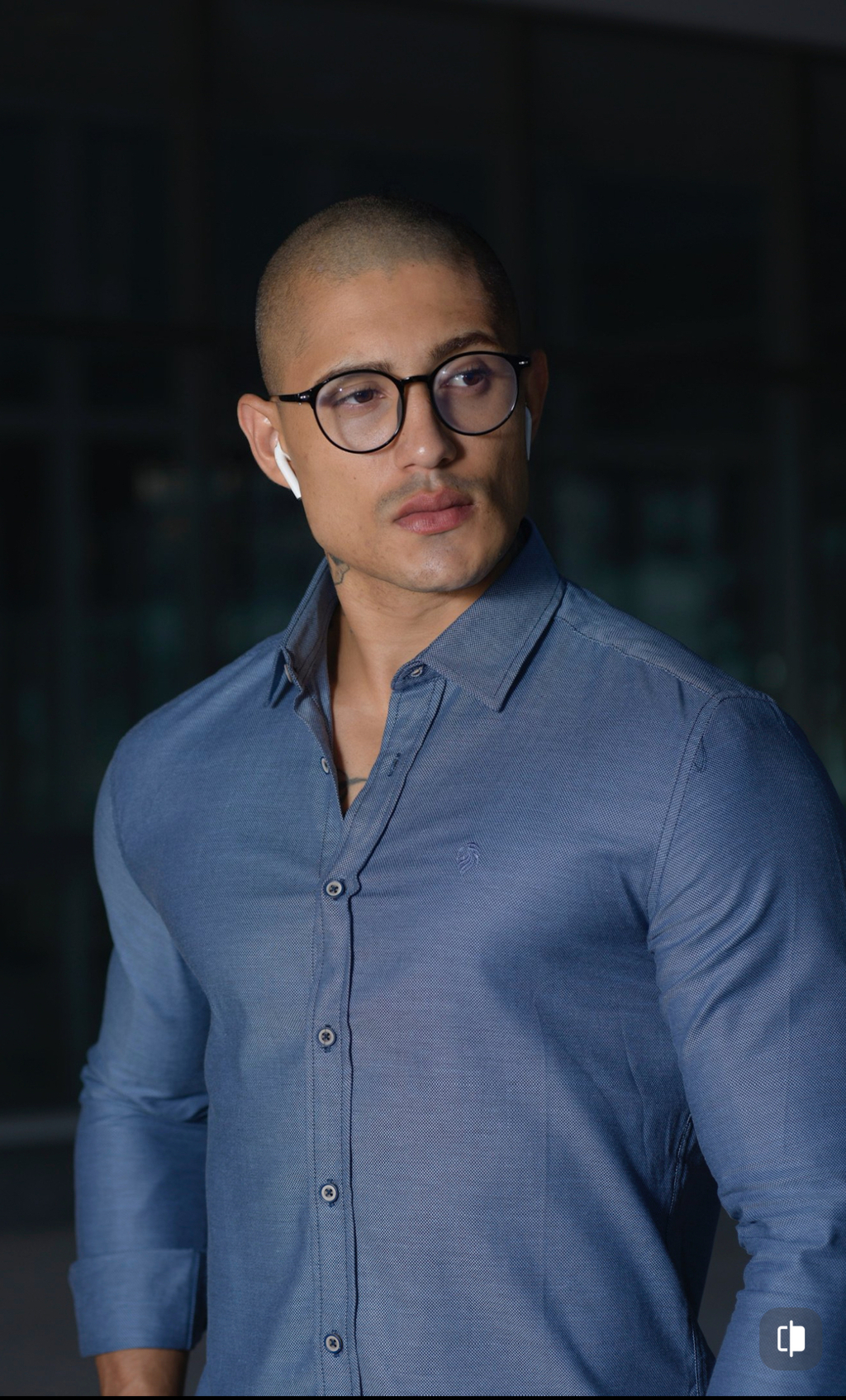 Camisa Social Maquinetada M. Longa Slim Azul Cobalto 2131 - Conquest - comprar online