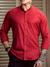 Camisa Maldivas Slim Linho Flamê Vermelho Borgonha - Gola Padre - Conquest