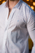 Camisa Slim Linho Flamê Branca Listrada Azul - Conquest - comprar online