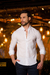 Camisa Slim Linho Flamê Branca Quadriculada Azul - Conquest - Kamarim Patos