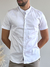 Camisa Slim Manga Curta Branca - Gola Padre - Zip Off