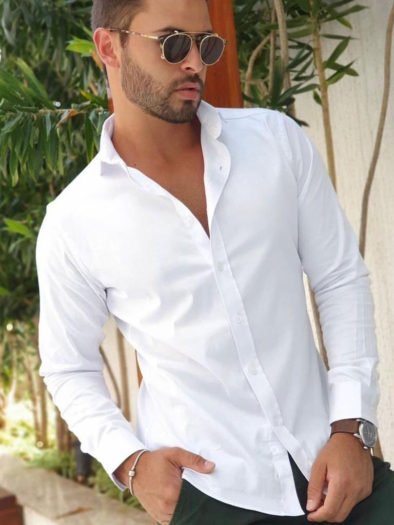 Camisa Social Linho Slim Fit Branca - Conquest - comprar online