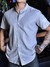 Camisa Slim Manga Curta Cinza Mescla - Gola Padre - Conquest