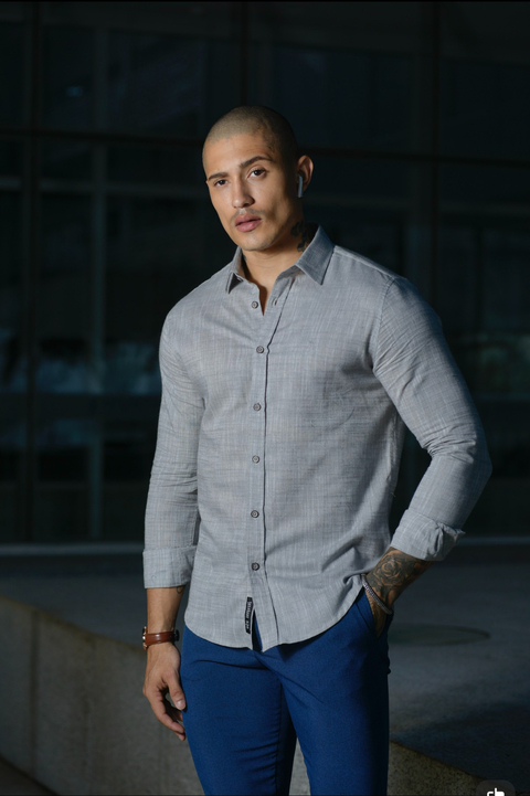 Camisa Ibiza Slim Linho Flamê Cinza - Conquest na internet