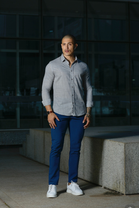 Camisa Ibiza Slim Linho Flamê Cinza - Conquest - loja online