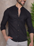 Camisa Maldivas Slim Linho Flamê Preta - Gola Padre - Conquest