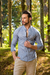 Camisa Aruba Slim Linho Flamê Azul Acero - Gola Padre - Conquest - comprar online