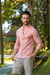 Camisa Maldivas Slim Linho Flamê Salmão - Gola Padre - Conquest - comprar online
