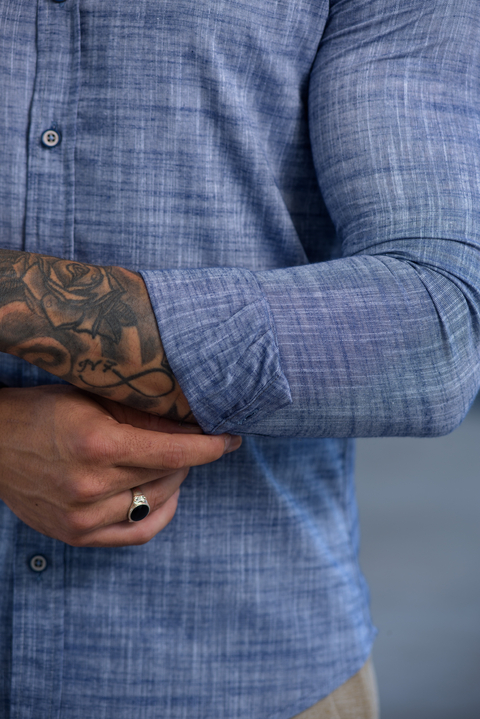 Camisa Ibiza Slim Linho Flamê Azul Aqua - Conquest - loja online