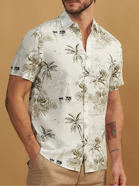 Camisa Vicose Floral Branca 1019 - PCF